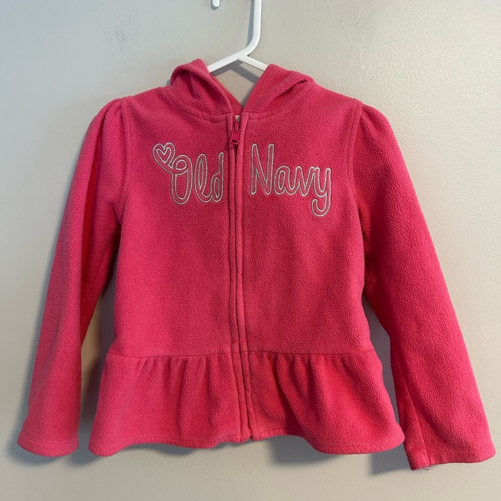 (3/$20) Old Navy 5t Pink fleece zip up peplum Hoodie